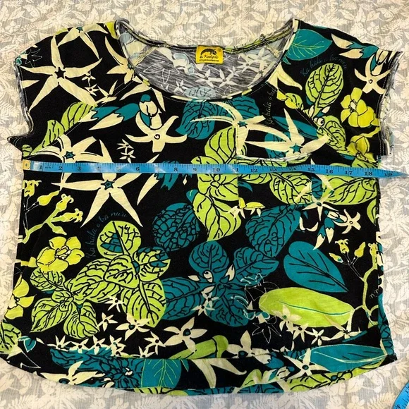 Kealopiko Hawaii Tropical Print Cropped Tee T-shirt size XS - Picture 8 of 11